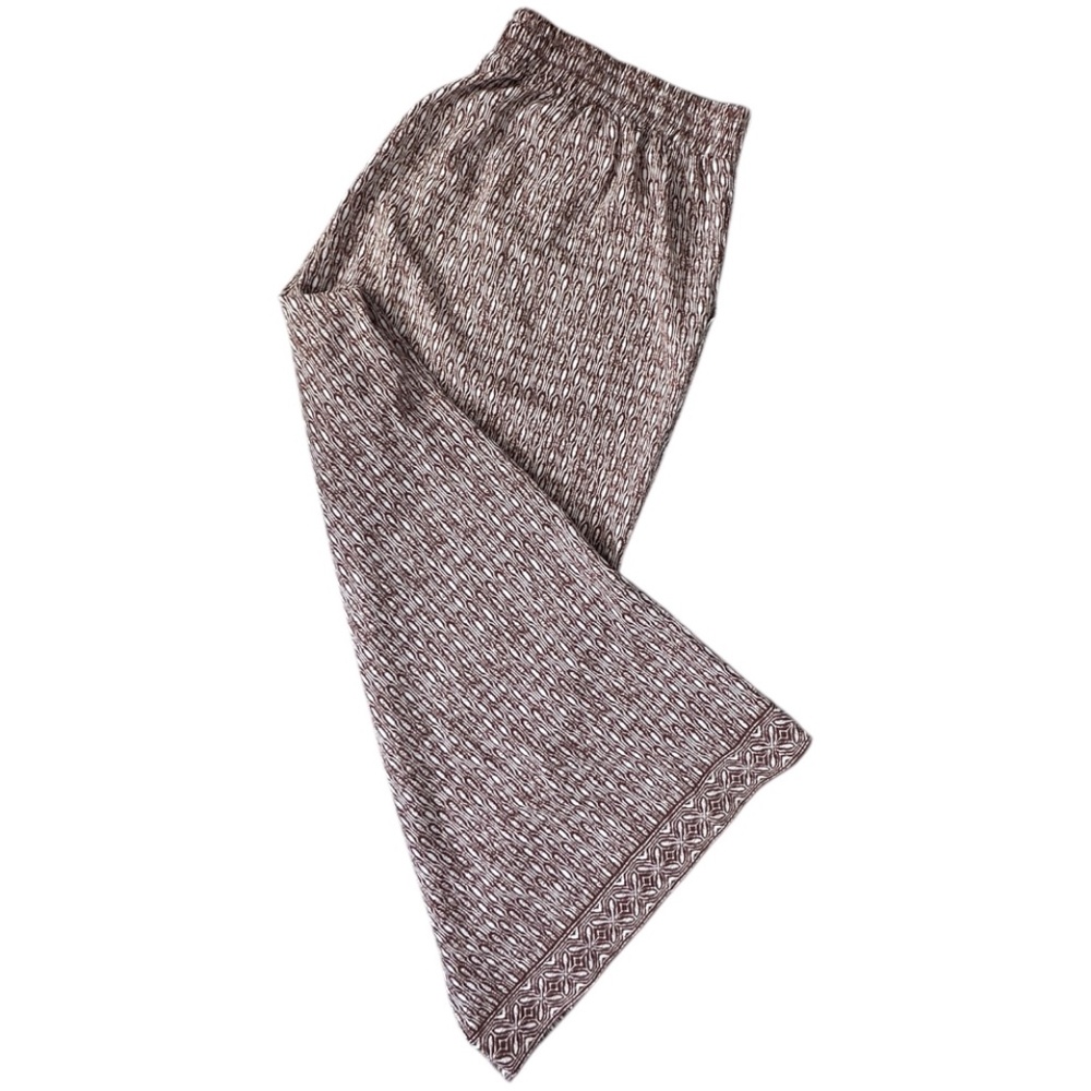 Trendy MAX STUDIO Brown and Cream Ikat Ankle-Length Wide-Leg Women 1X Pants